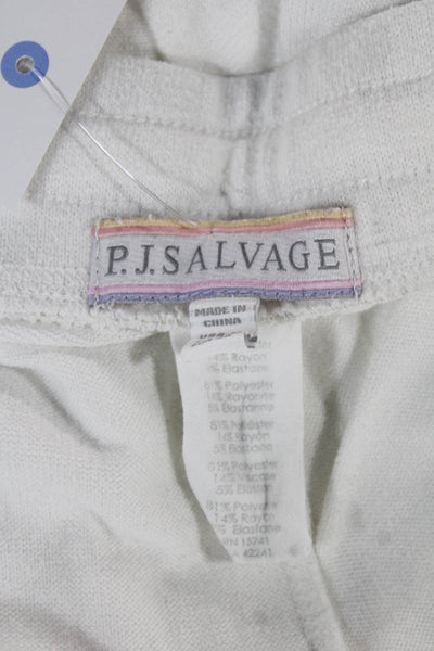 PJ Salvage Womens White Graphic Lounge Pants Drawstring Polyester Size M