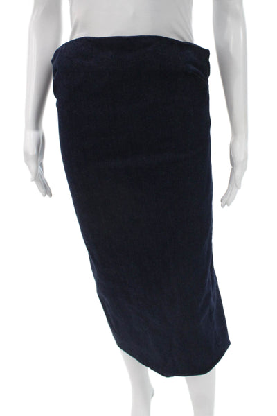 Zara Women Denim Pencil Skirt Blue Long Zip Fall Size L