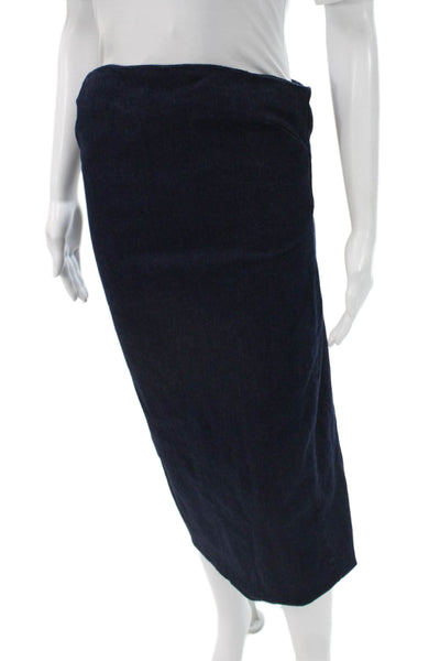 Zara Women Denim Pencil Skirt Blue Long Zip Fall Size L