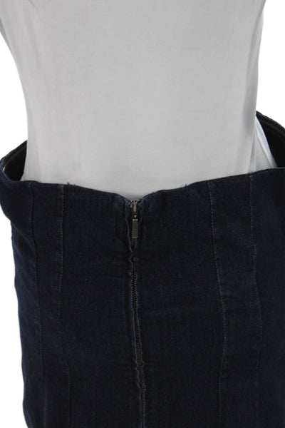 Zara Women Denim Pencil Skirt Blue Long Zip Fall Size L