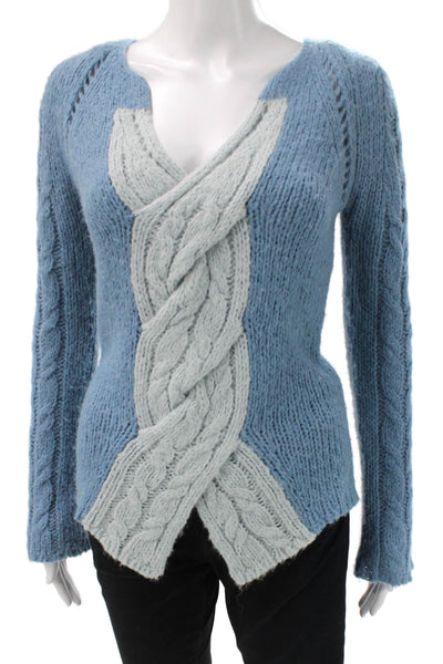 Sleeping On Snow Anthropologie Women Wrap Sweater Blue Vneck Long Sleeve Size S