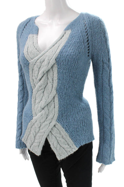 Sleeping On Snow Anthropologie Women Wrap Sweater Blue Vneck Long Sleeve Size S