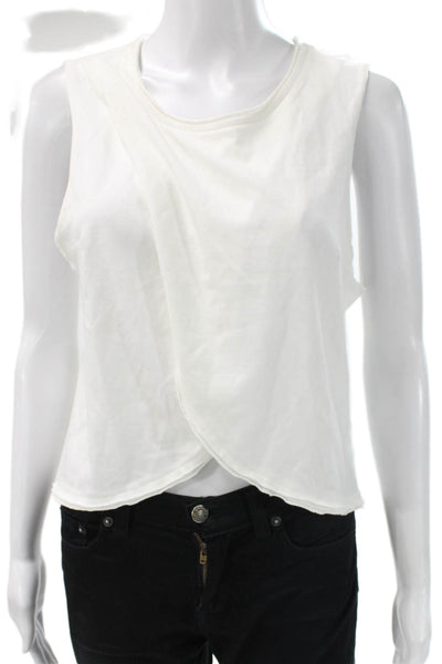We The Free Women Cropped Tank White Cotton Round Neck Sleeveless Size S
