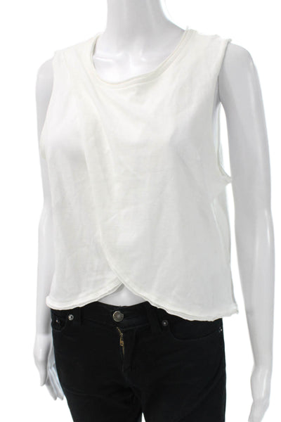 We The Free Women Cropped Tank White Cotton Round Neck Sleeveless Size S