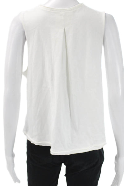 We The Free Women Cropped Tank White Cotton Round Neck Sleeveless Size S