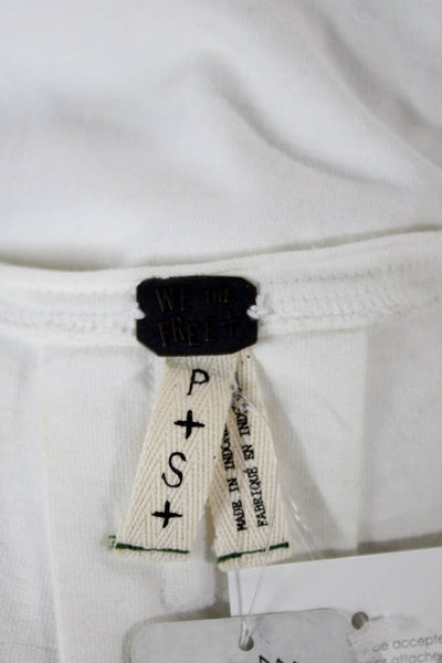 We The Free Women Cropped Tank White Cotton Round Neck Sleeveless Size S