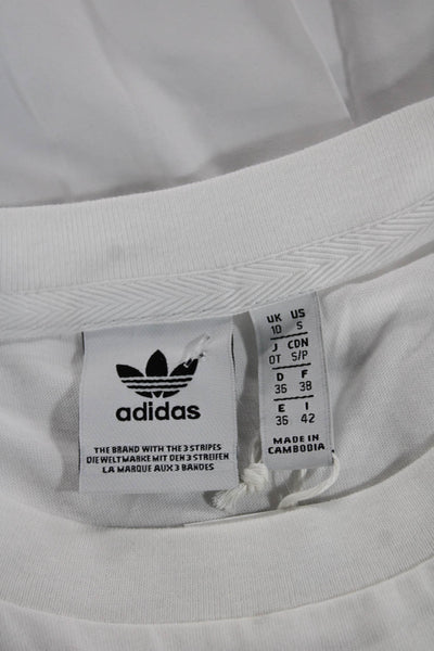 Adidas Womens Basic White Cotton Crew Neck Short Sleeve T-Shirt Size S