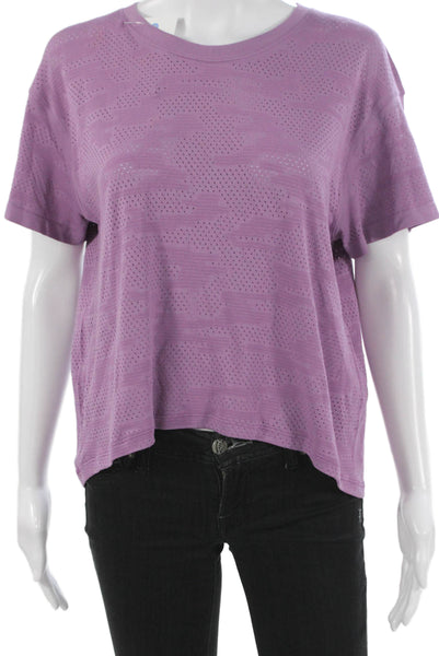 Lululemon Womens Basic T-Shirt Purple Geometric Crew Neck Short Sleeve Size M