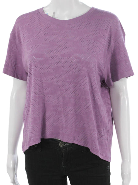 Lululemon Womens Basic T-Shirt Purple Geometric Crew Neck Short Sleeve Size M