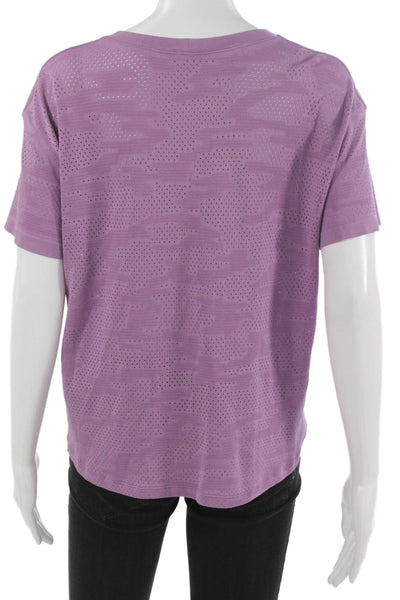 Lululemon Womens Basic T-Shirt Purple Geometric Crew Neck Short Sleeve Size M