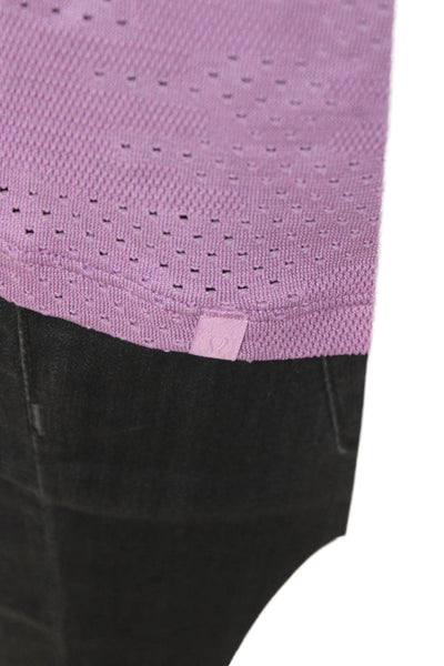 Lululemon Womens Basic T-Shirt Purple Geometric Crew Neck Short Sleeve Size M
