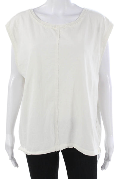 We The Free Womens White Sleeveless Cotton Crew Neck T-Shirt Size S
