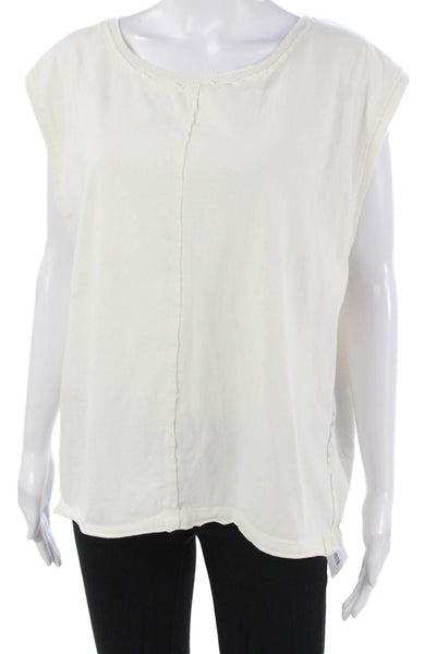 We The Free Womens White Sleeveless Cotton Crew Neck T-Shirt Size S