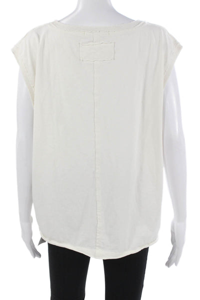 We The Free Womens White Sleeveless Cotton Crew Neck T-Shirt Size S