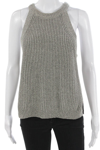 Madewell Women Halter Basic Tank Gray Cotton Sleeveless Size M