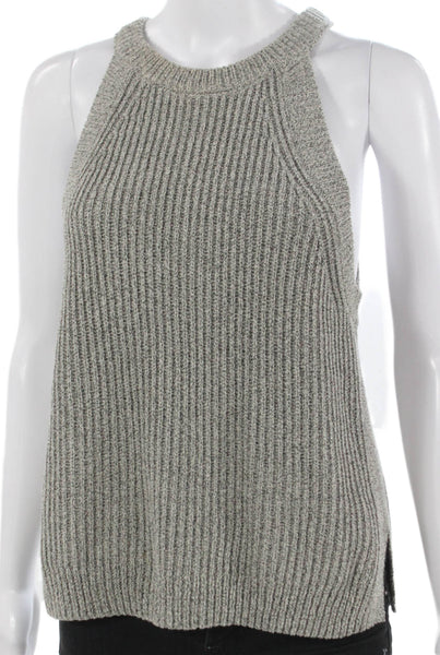 Madewell Women Halter Basic Tank Gray Cotton Sleeveless Size M