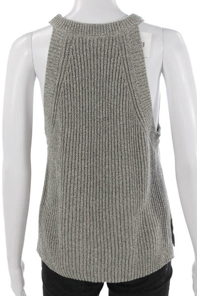 Madewell Women Halter Basic Tank Gray Cotton Sleeveless Size M