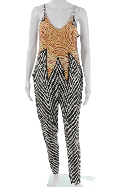 Mara Hoffman Womens Multicolor Geometric V-Neck Sleeveless Jumpsuit Size M