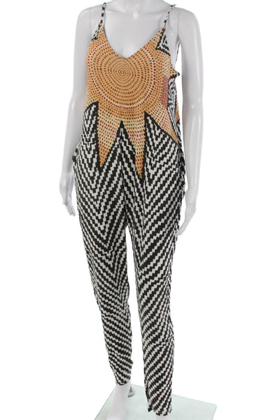 Mara Hoffman Womens Multicolor Geometric V-Neck Sleeveless Jumpsuit Size M