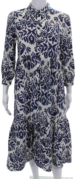 Zara Womens Shirt Dress White Floral Long Sleeve Button Size XS