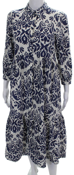 Zara Womens Shirt Dress White Floral Long Sleeve Button Size XS