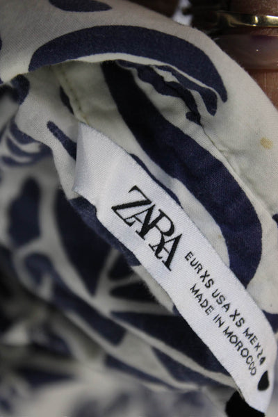 Zara Womens Shirt Dress White Floral Long Sleeve Button Size XS