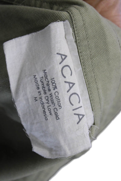 Acacia Womens Green Sleeveless Collared Cotton Romper Button Size M