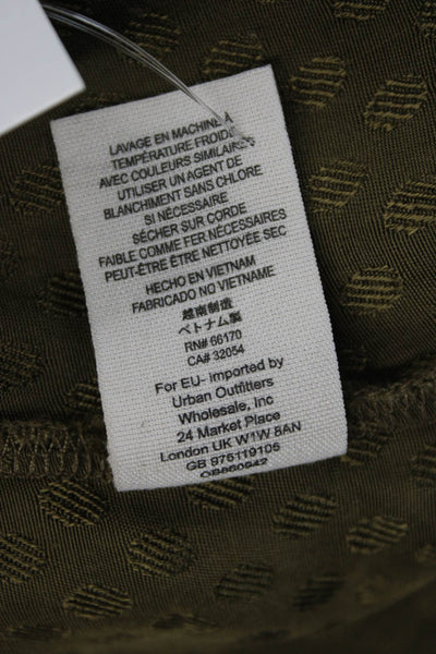 Free People Women Cropped V-Neck PolkaDot Tie Blouse Green Short Sleeve Size XS