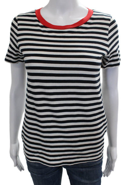 COS Womens Ringer T Shirt Black Striped Cotton Short Sleeve Round Neck Size XS