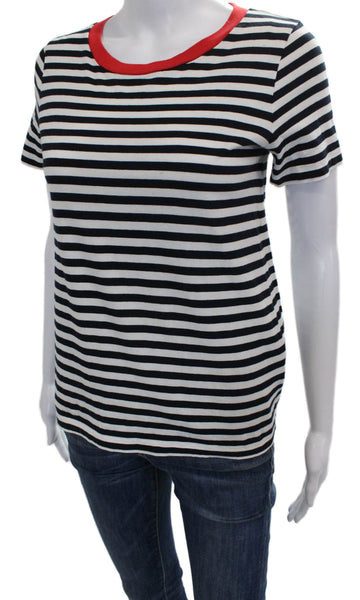 COS Womens Ringer T Shirt Black Striped Cotton Short Sleeve Round Neck Size XS