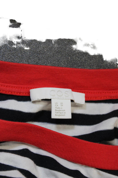 COS Womens Ringer T Shirt Black Striped Cotton Short Sleeve Round Neck Size XS