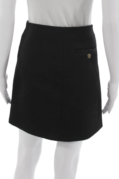 La Ligne Women Black A-Line Skirt Polyester Button Short Size 0