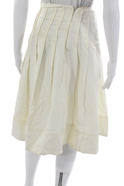 Jacquemus Womens Pleated Linen Skirt Ivory Button Long Size 34