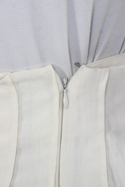 Jacquemus Womens Pleated Linen Skirt Ivory Button Long Size 34