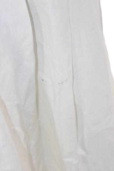 Jacquemus Womens Pleated Linen Skirt Ivory Button Long Size 34