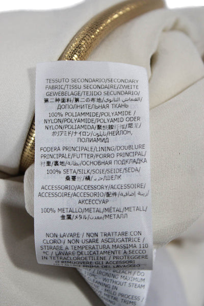 Stella McCartney Women Mini Dress Ivory One Shoulder Long Sleeve Zip Size 44