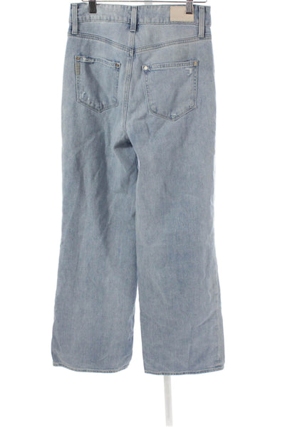 Paige Women Wide-Leg Jeans Blue Cotton Inseam 30 Size 27