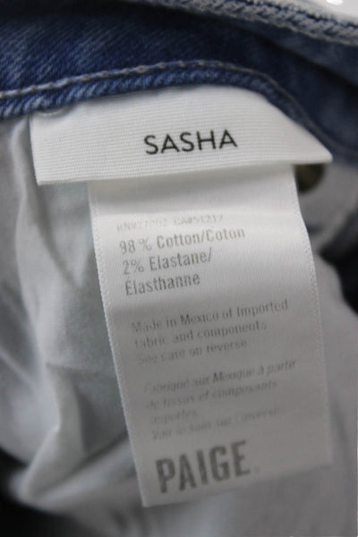 Paige Women Wide-Leg Jeans Blue Cotton Inseam 30 Size 27