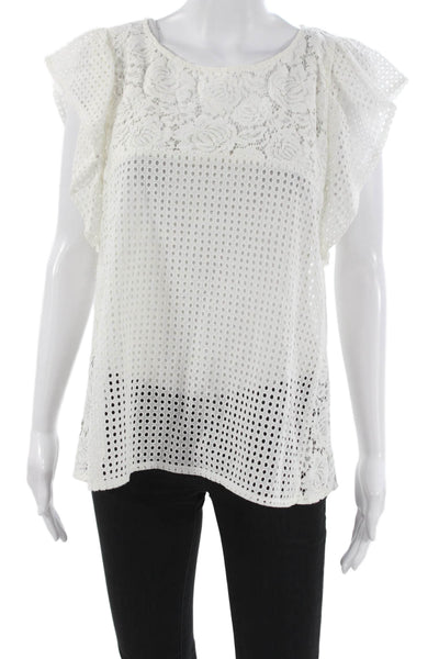 Set Women Basic Floral Cotton Round Neck Button Short Sleeve Blouse Size 10