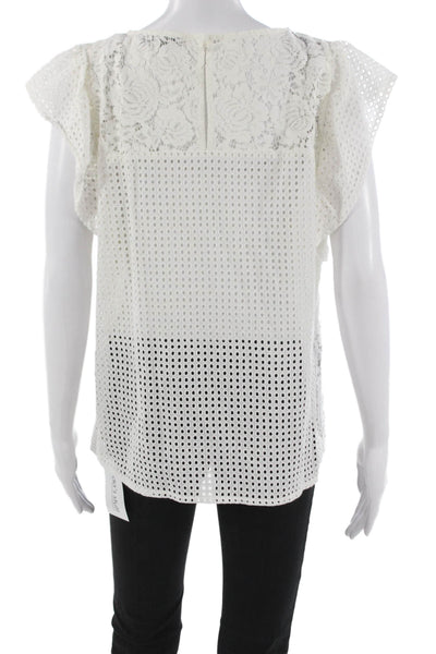 Set Women Basic Floral Cotton Round Neck Button Short Sleeve Blouse Size 10