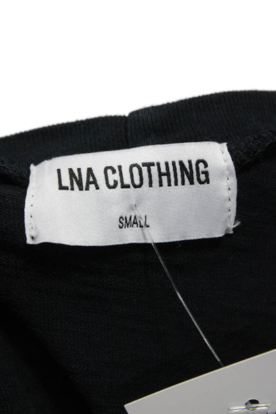 LNA Women T-Shirt Dress Black Cotton Crew Neck Short Sleeve Short Size S