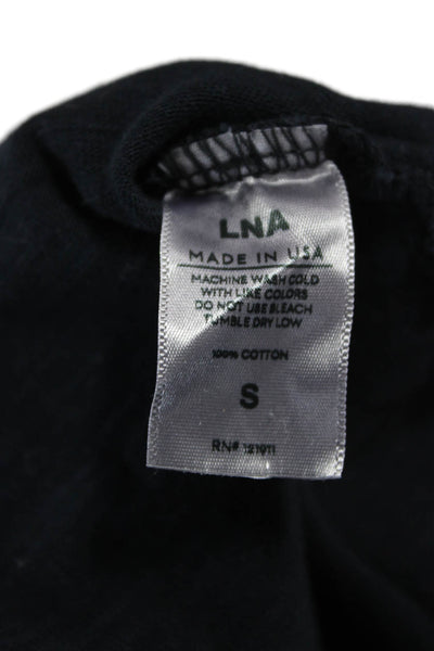 LNA Women T-Shirt Dress Black Cotton Crew Neck Short Sleeve Short Size S