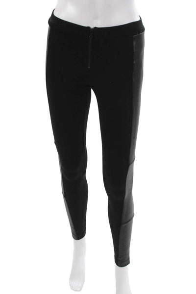 Alice + Olivia Women Ankle Leather Leggings Black Size 2