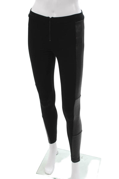 Alice + Olivia Women Ankle Leather Leggings Black Size 2