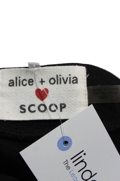 Alice + Olivia Women Ankle Leather Leggings Black Size 2
