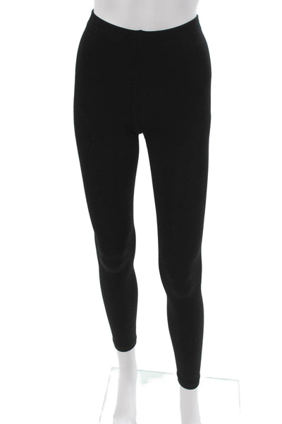 Plush Women Ankle Leggings Black 93% Polyester 7% Spandex Size M