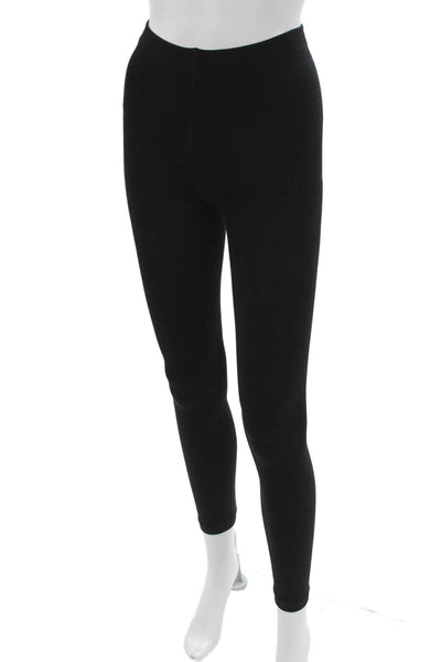 Plush Women Ankle Leggings Black 93% Polyester 7% Spandex Size M