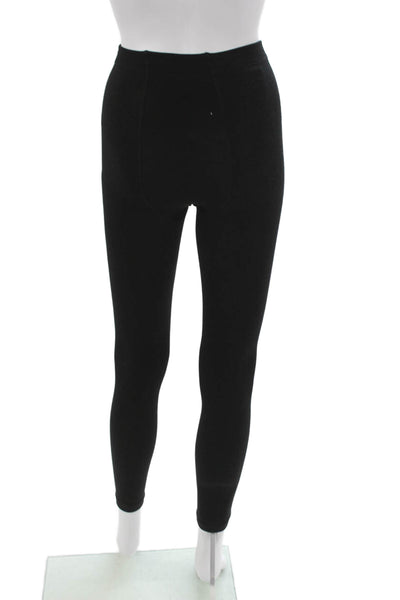 Plush Women Ankle Leggings Black 93% Polyester 7% Spandex Size M