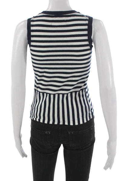 Derek Lam 10 Crosby Womens Striped Blue Sleeveless Tank Size XS