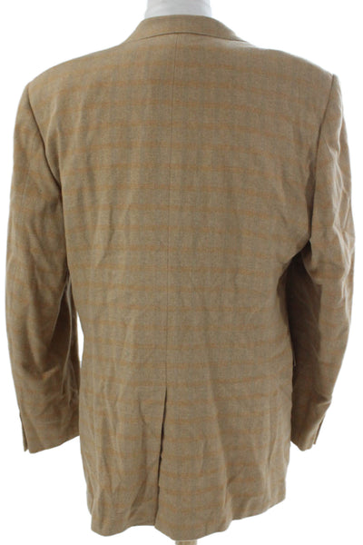 Hugo Boss Mens Beige Virgin Wool Check Jacket Size 46
